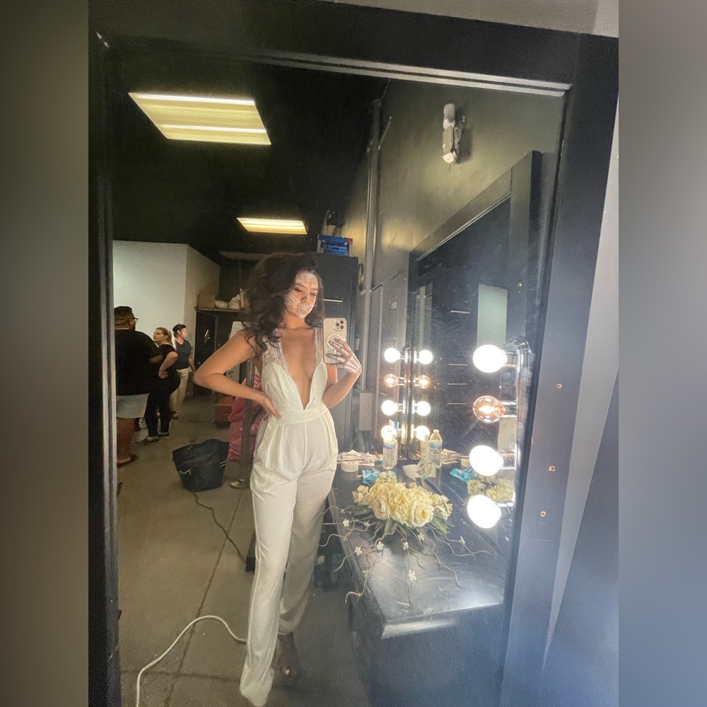 Off white bridal jumpsuit house of cb